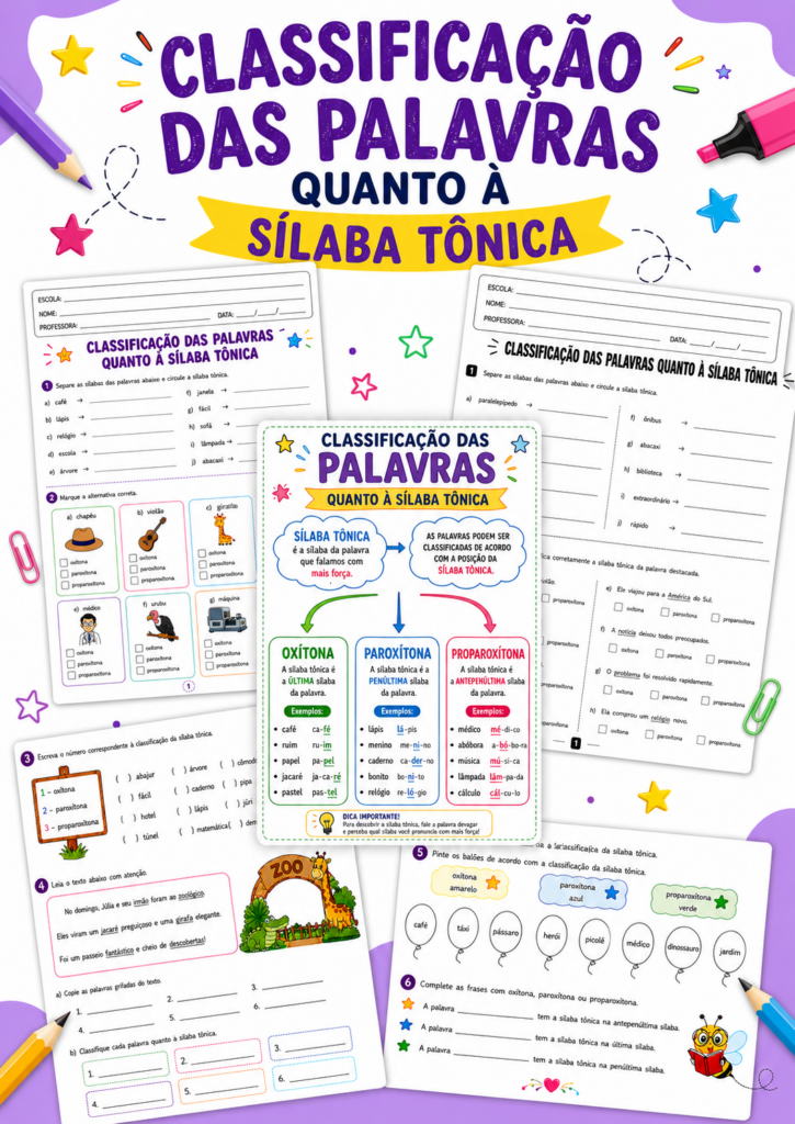 Classificação das Palavras quanto à Sílaba Tônica - Prof. Patrícia ...