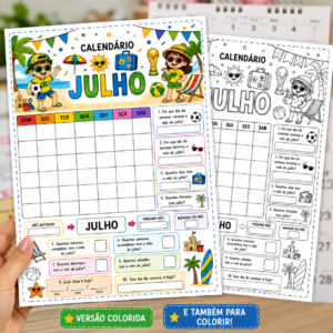 Calendário Julho | Copa do Mundo e Férias | Material Gratuito